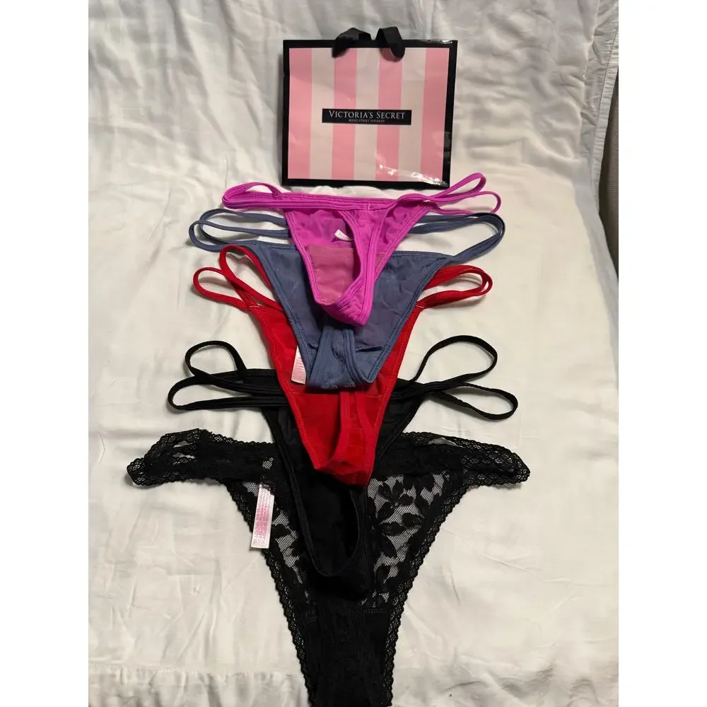 NWOT Victoria’s Secret PINK Double Strap Thong Lot – Size Medium